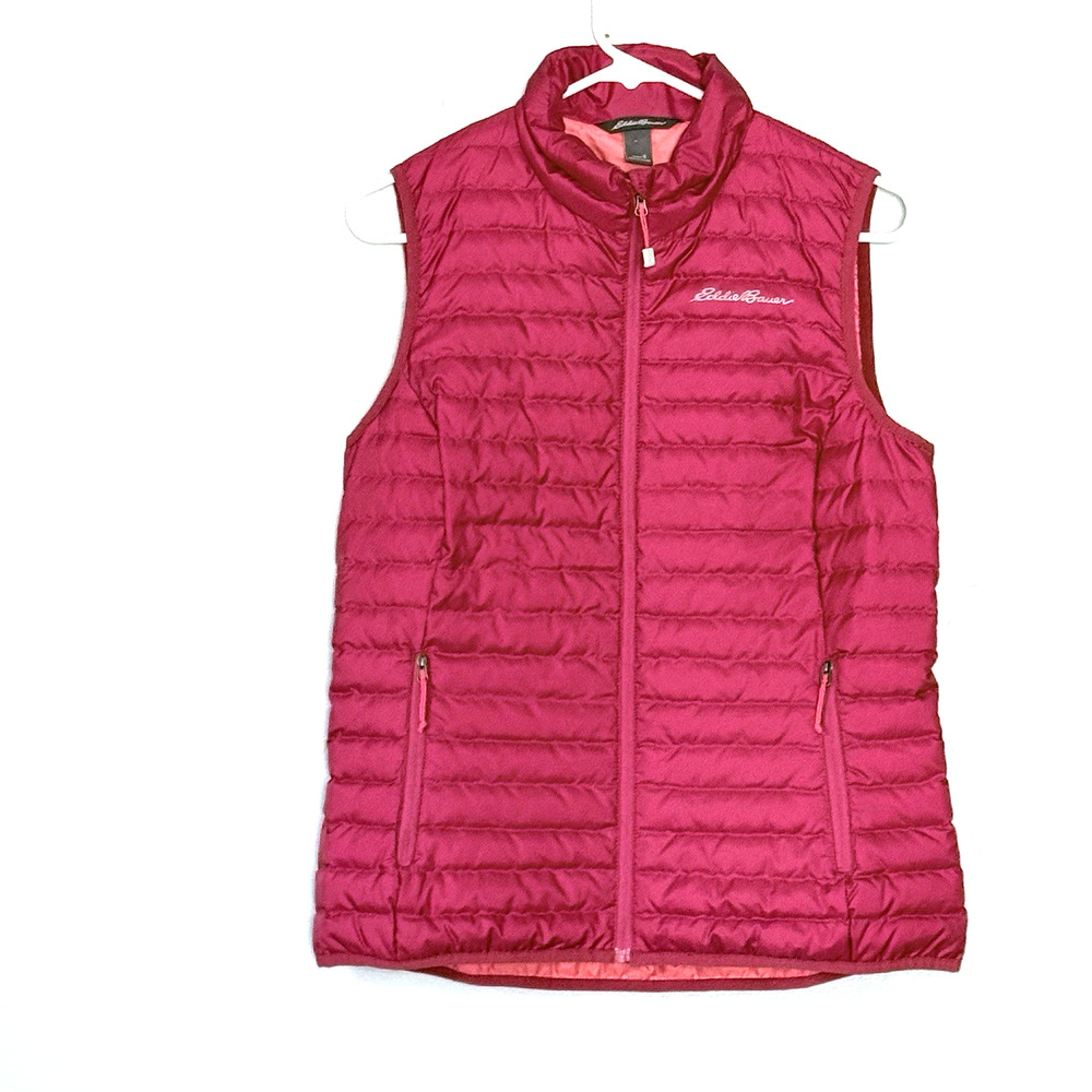 Eddie Bauer Down Vest Womens Orange Rust Small Lightweight Quilted Packable Gorp